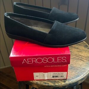 AEROSOLES Black Suede Trend Setter Loafers New Never Worn 8M